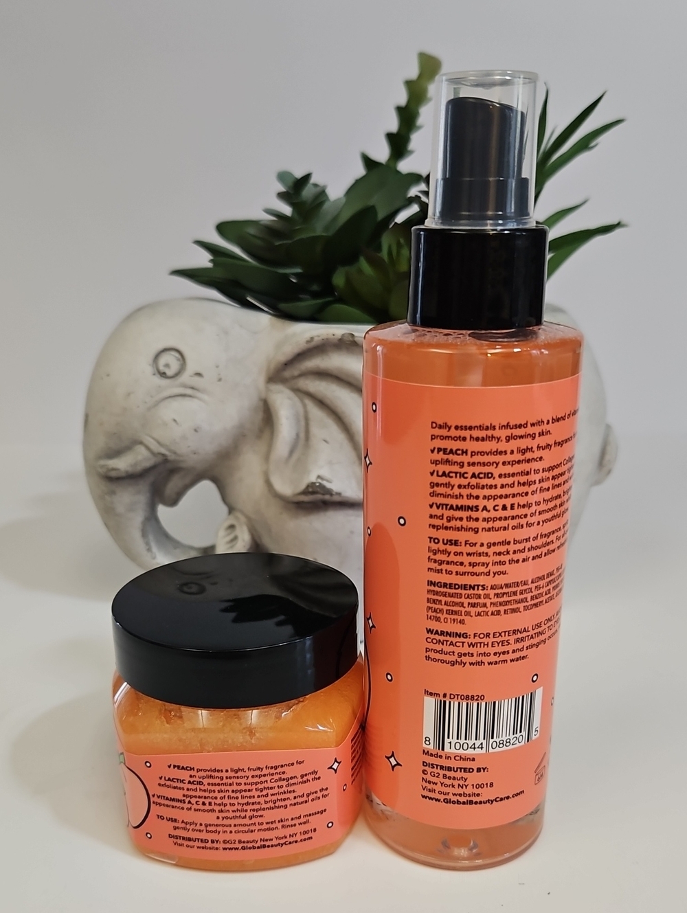 Global Beauty Care Collection Peach Hair & Body Mist + Body Scrub Set 2-PIECES - Picture 2 of 2